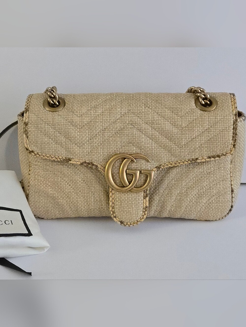 GUCCI Raffia Marmont Shoulderbag